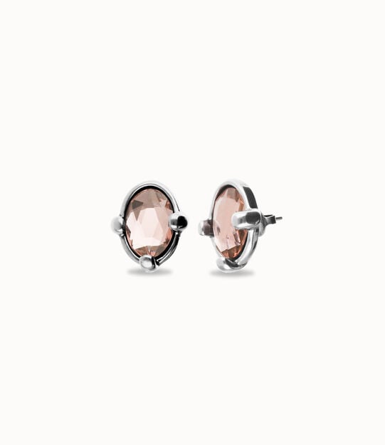 Studs with pink oval faceted crystal